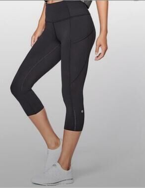 Lululemon Cropped Compression Side Pocket Leggings Black 4